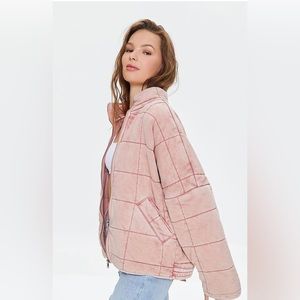 Forever 21 Quilted Zip Up Jacket - NWT - Dusty Rose - Free People Dupe